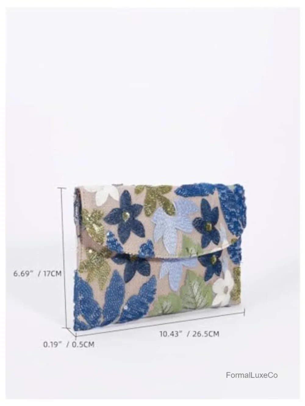 Floral Embroidery Sequin Beaded Evening Clutch Purse Party Bag